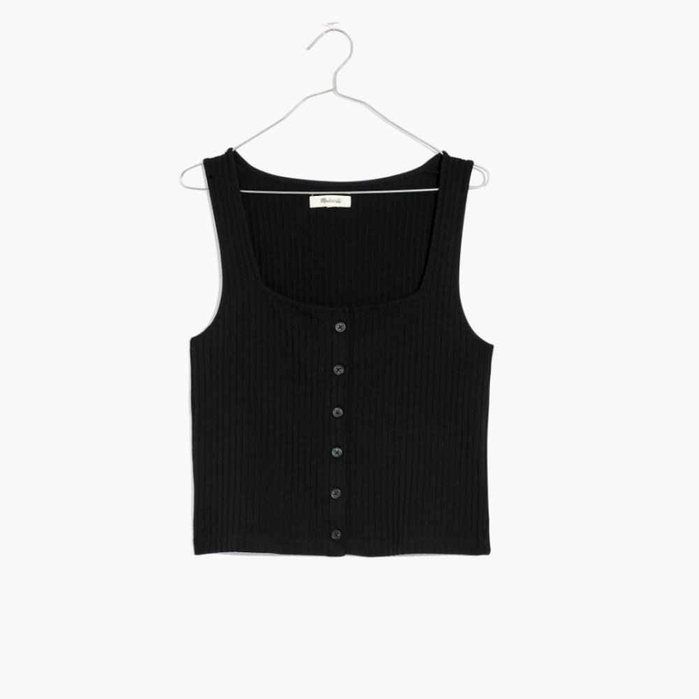 Madewell Ribbed Button-Front Crop Tank